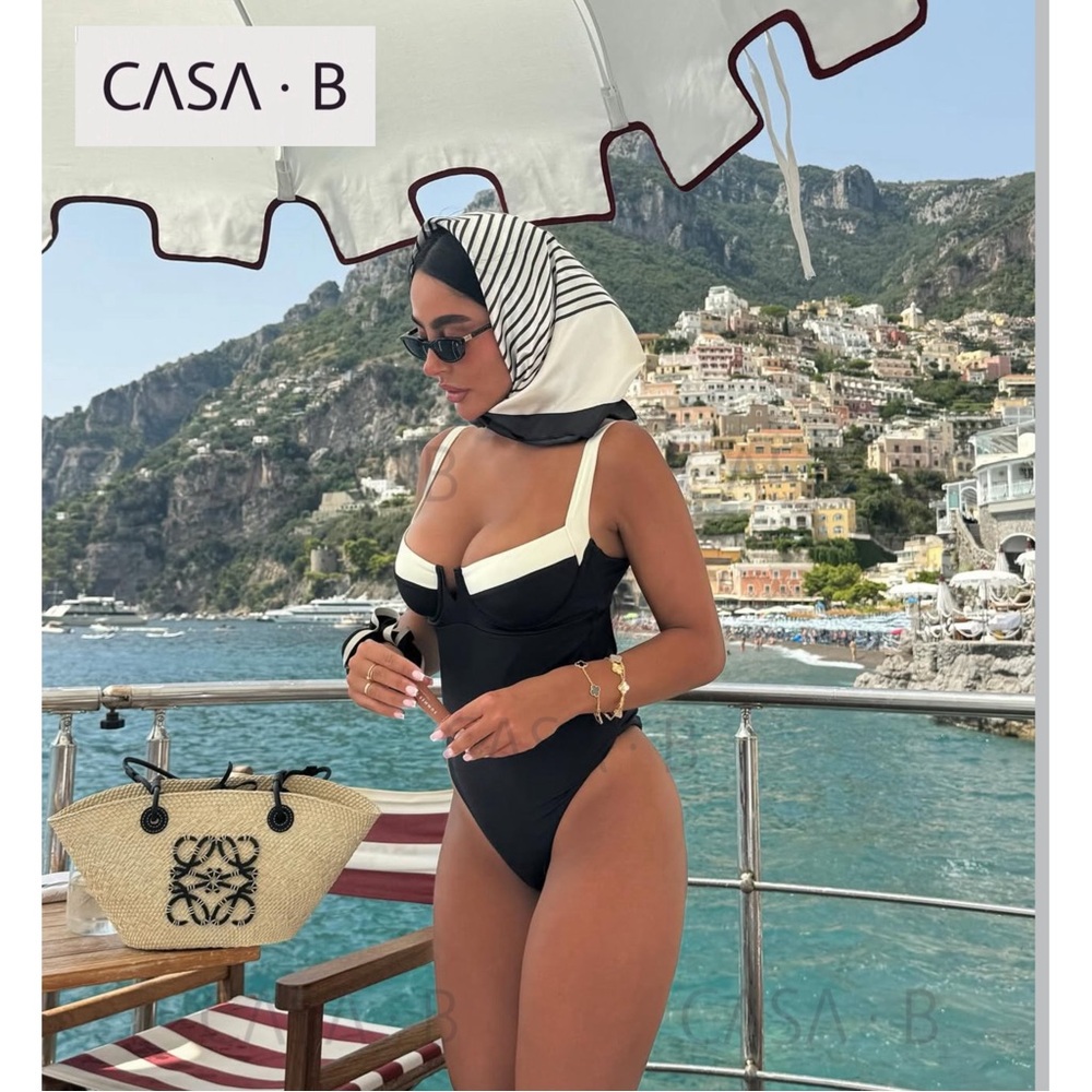 CASA B💫 Monaco One Piece Underwire Swimsuit in Ivory & Black - Picture 5 of 5